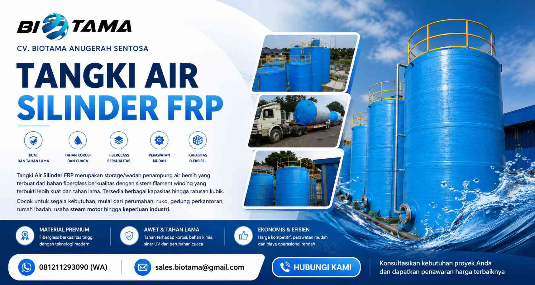 Banner Tangki Air Silinder FRP BIOTAMA